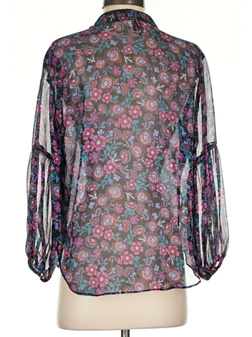 MISA Los Angeles Floral Semi Sheer Blouse Bell Sleeve Size S - Picture 5 of 6